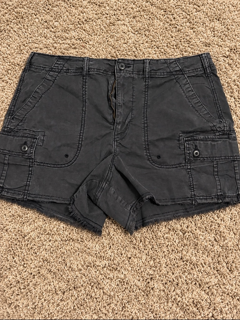 American Eagle Outfitters Black Cargo Shorts with Flap Pockets